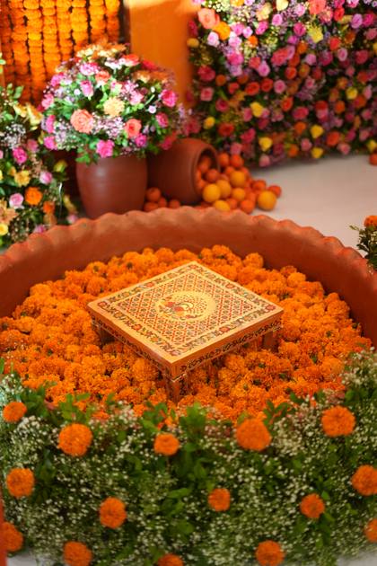 Photo-op and Floral detail — Haldi decor — Westin